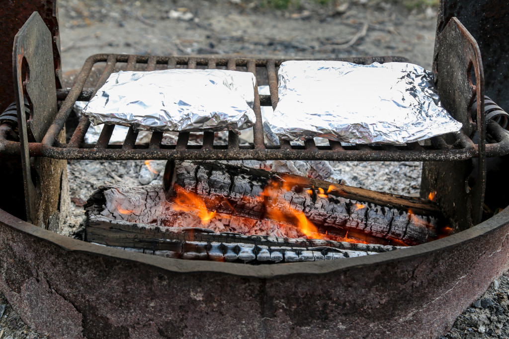 Campfire foil dinners require no pots or pans to prepare. Each person can assemble their packet the way they like.