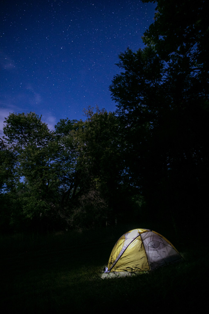 A tent under the stars.