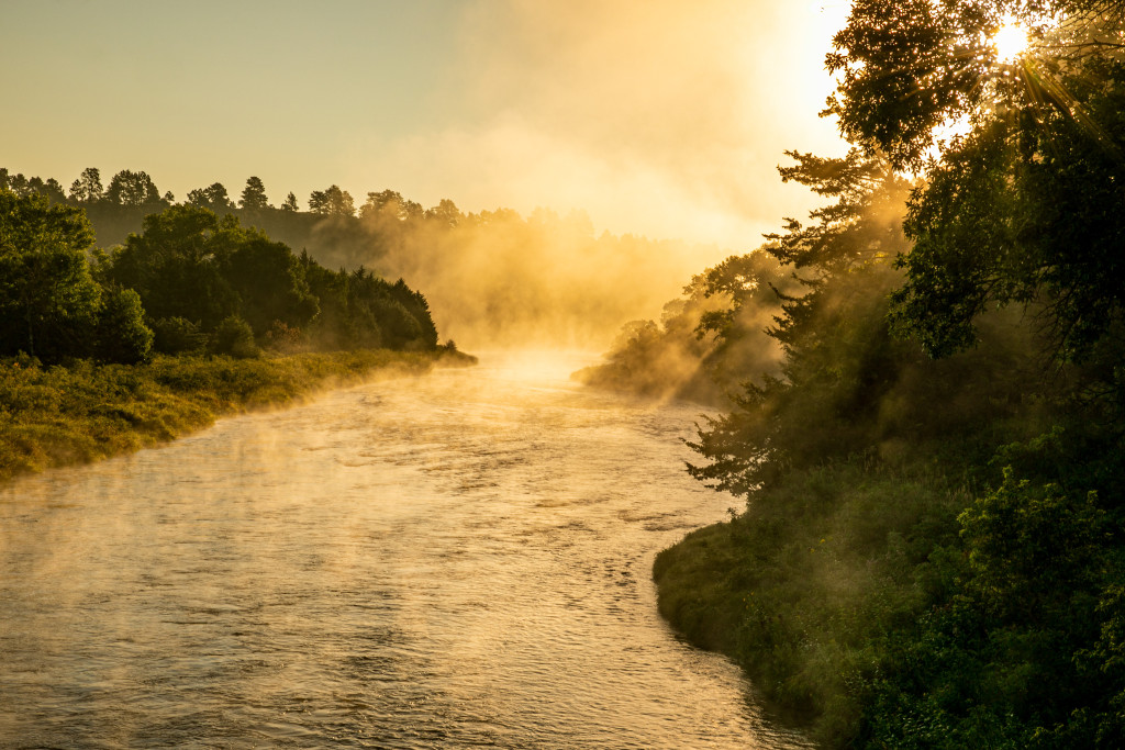 Fog on a river.