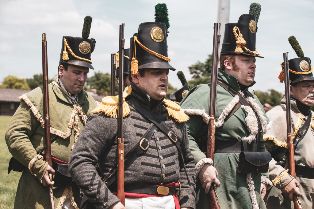 Soldiers marching at Fort Atkinson.