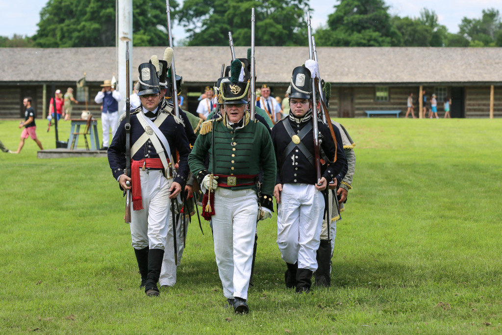 Soldiers marching at Fort Atkinson.