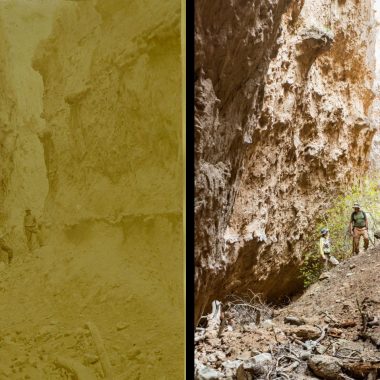 Historical and recreated photo of Devil's Den