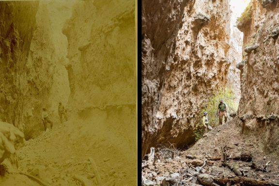 Historical and recreated photo of Devil's Den