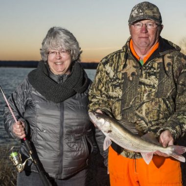 Anglers with walleye