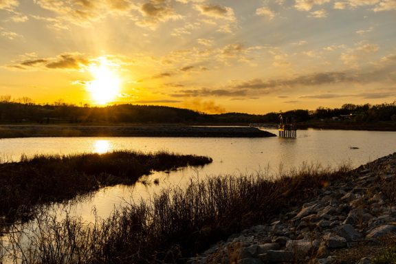 Sunset on the water at Summit Lake in Tekamah.