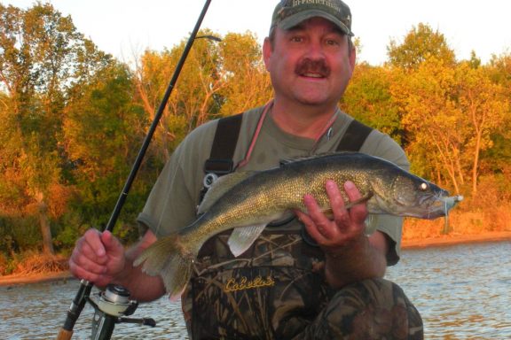 Daryl Bauer catches a walleye on a jig.