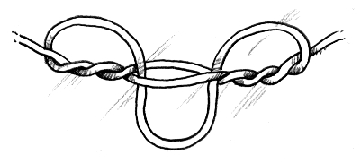 illustration of a fishing wire knot tying instructions