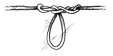 illustration of a fishing wire knot tying instructions