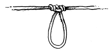 illustration of a fishing wire knot tying instructions