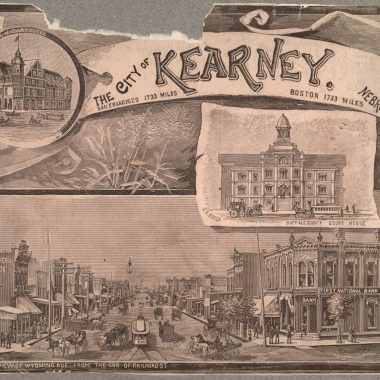 a lithograph drawing touting Kearney as a vibrant city