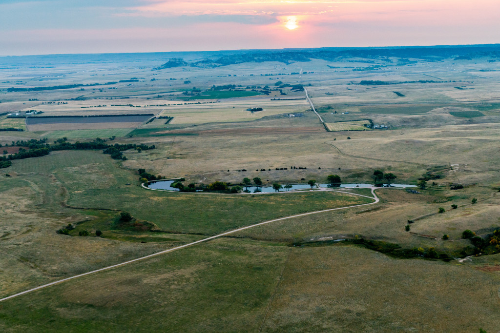 Aerial photo of Grabel Ponds at Fort Robinson.